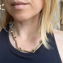 Load image into Gallery viewer, Affinity Chain Necklace: Abalone, lapis lazuli, pearl, ceramic hand
