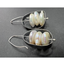 Load image into Gallery viewer, Container earrings: sterling silver and white disc pearl
