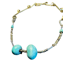 Load image into Gallery viewer, Affinity chain necklace with vintage ceramic beads and pyrite
