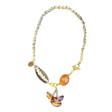 Load image into Gallery viewer, Necklace with carnelian, bronze pearl, and square chain
