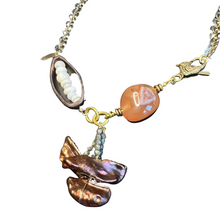 Load image into Gallery viewer, Square chain necklace with pearl, pyrite, and carnelian
