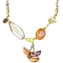 Load image into Gallery viewer, Necklace with carnelian, bronze pearl, and square chain
