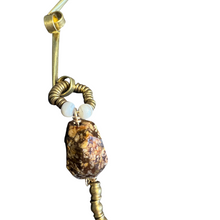 Load image into Gallery viewer, Affinity Chain Necklace: vintage hotel and locker key numbers, chunky agate, and bird clasp
