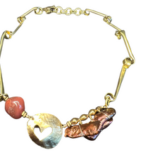 Load image into Gallery viewer, Affinity Chain Necklace: carnelian and bronze keshi pearl
