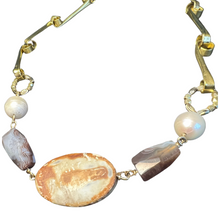 Load image into Gallery viewer, Affinity Chain Necklace: pearl and unpolished agate necklace
