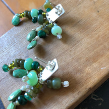 Load image into Gallery viewer, Tassel Earrings: Textured sterling silver with turquoise, opal, malachite, and Czech glass
