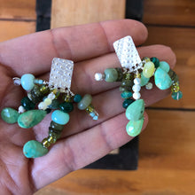 Load image into Gallery viewer, Tassel Earrings: Textured sterling silver with turquoise, opal, malachite, and Czech glass
