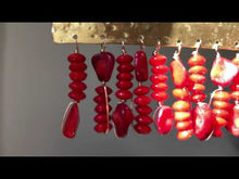 Load and play video in Gallery viewer, Measure Necklace: Brass ruler adorned with tassels of red coral beads
